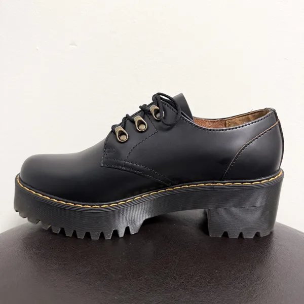 Dr Martens Black Vintage Smooth Leona Lo Platform Block Heel Shoes NWOB US 10 - Image 3