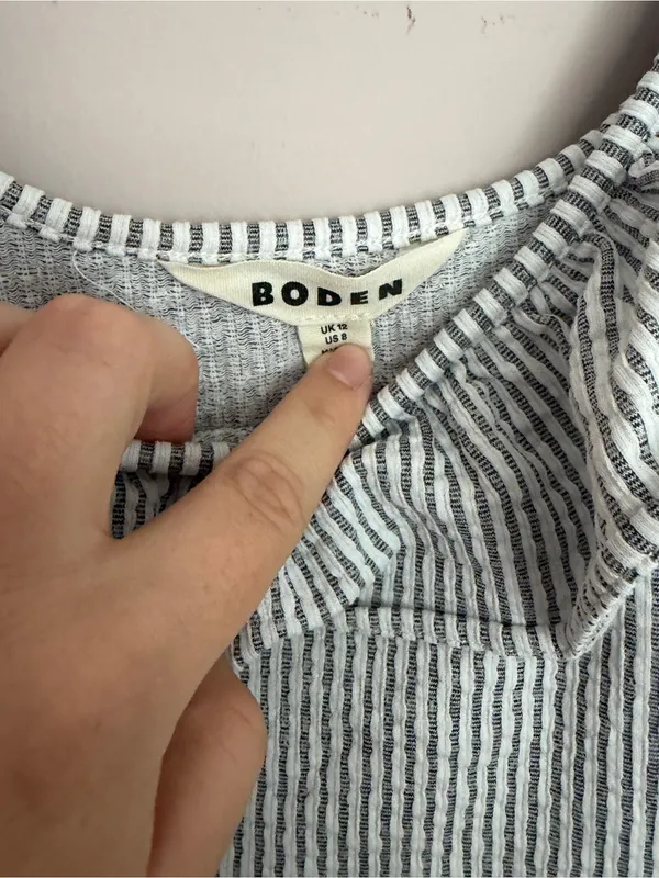 Boden Seersucker Frill Stripe Top Size 8 - Image 5