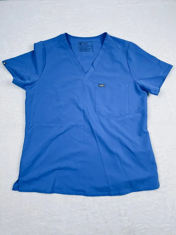 FIGS Ceil Blue Scrub Set Catarina Top L Kade Cargo Pants M - Image 2