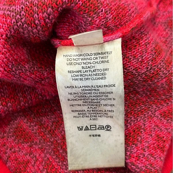 Free People Pink Red Geometric Knit Sweater Polo V-Neck Short Sleeve 70s Boho - Image 6