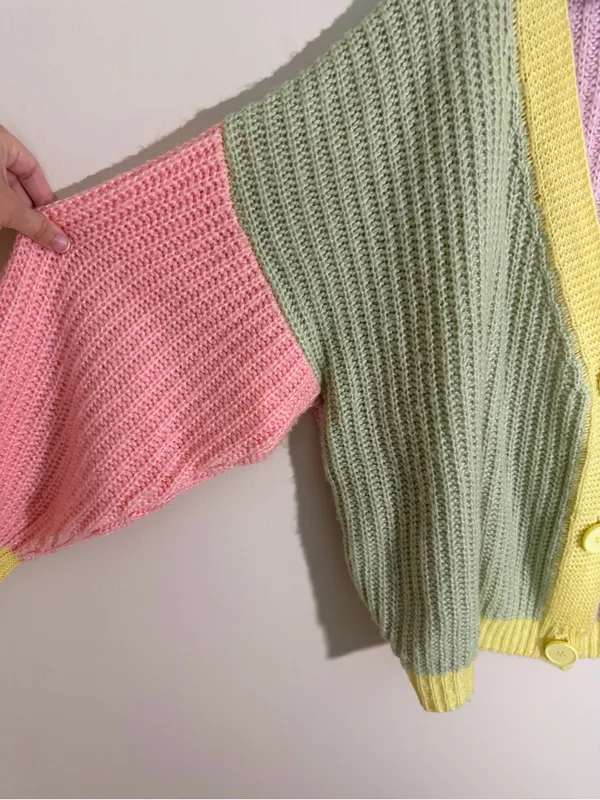 Princess Polly Naomi Cardigan Colorblock Sweater Colorful M/L - Image 4