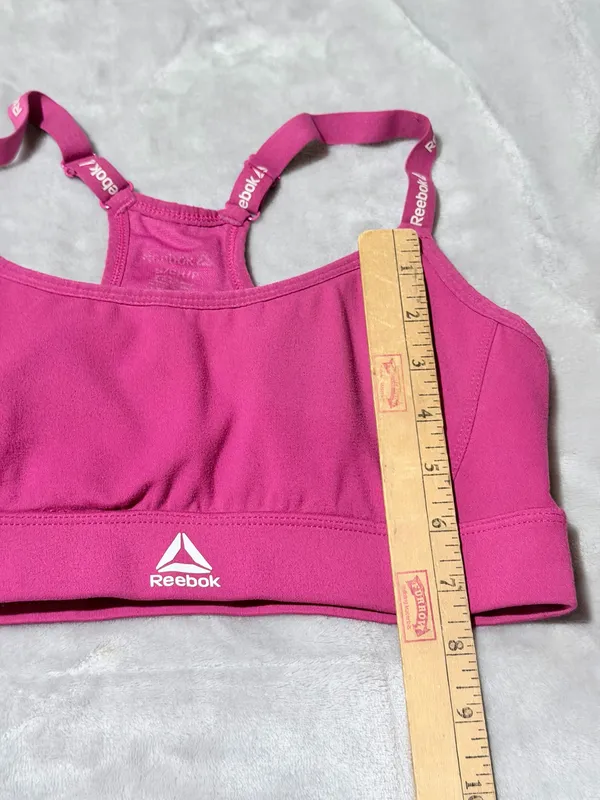 Reebok Women's Pink Racerback Sports Bra Medium Support Wireless Full Coverage S - Image 5