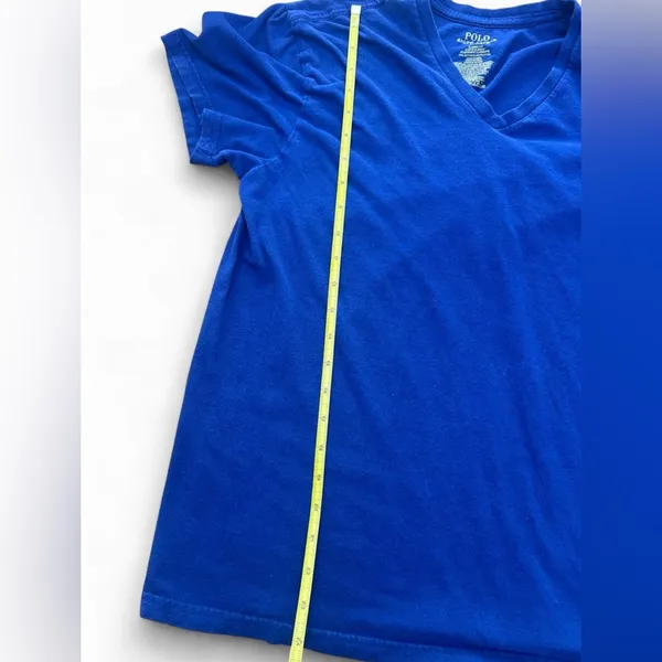 Ralph Lauren Blue V-Neck Polo Shirt with Pink Logo Classic Fit, Likely Women’s/Unisex Medium - Image 5