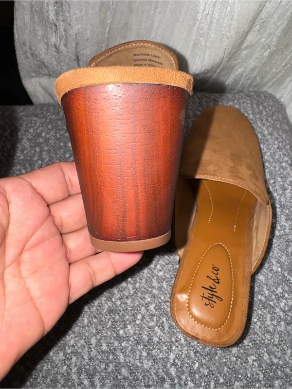 Style & Co. Tan Suede Slip-On Mule Slides - Image 5