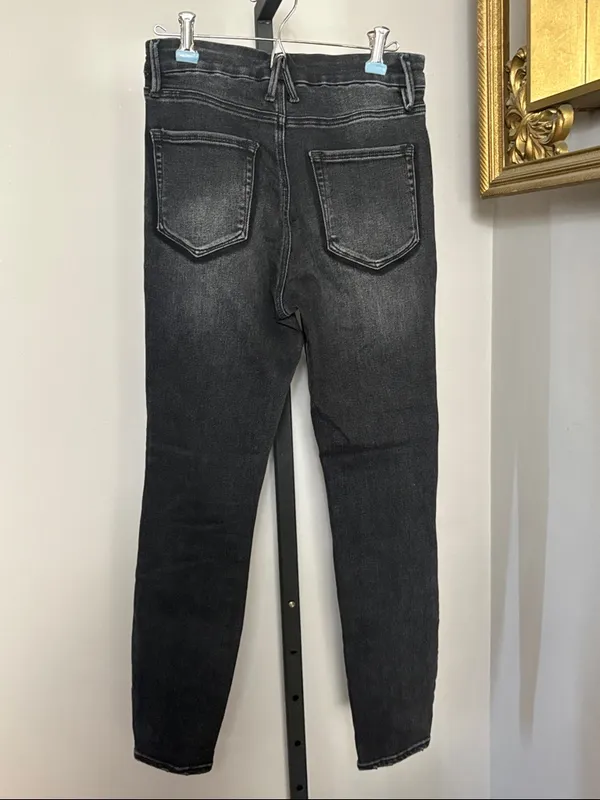 Good American Size 8 29 Good Legs Black Distressed Jeans High Rise - Image 2