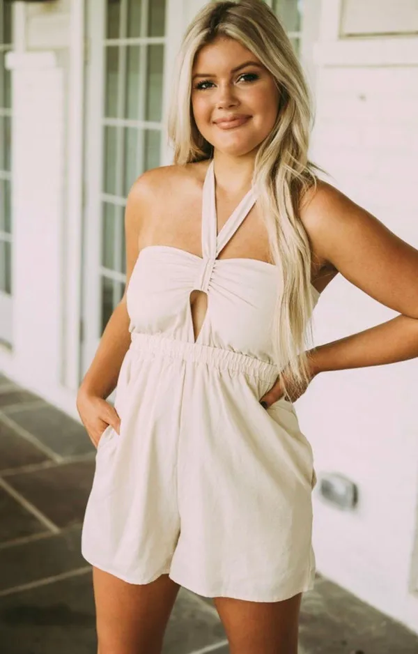 These Three Boutique Textured Halter Romper - Image 3