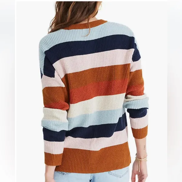Madewell Thompson Rainbow Stripe Pocket Pullover Sweater Style AA783 sz M - Image 2
