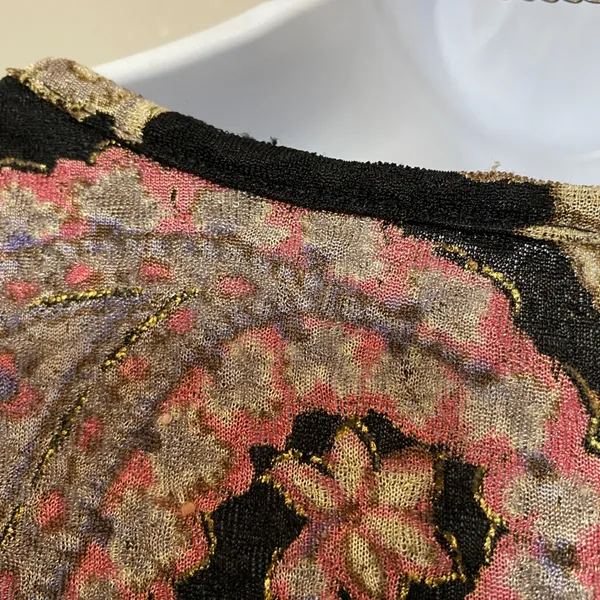 Black Paisley 3/4 Sleeve Top Large Fairy Grunge Whimsigoth Witchy Y2K 2000s - Image 5
