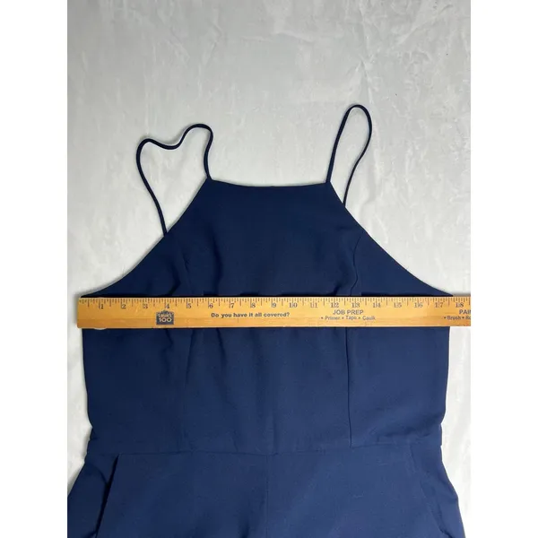 WAYF Women's Spaghetti Strap Wide Leg Sweetheart Neck Navy Jumpsuit Size Large - Image 11