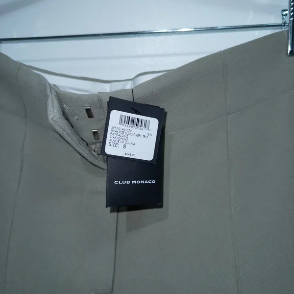 Club Monaco Green Oak/Chene High Rise Fluid Crepe Trousers Size 8 NWT - Image 5