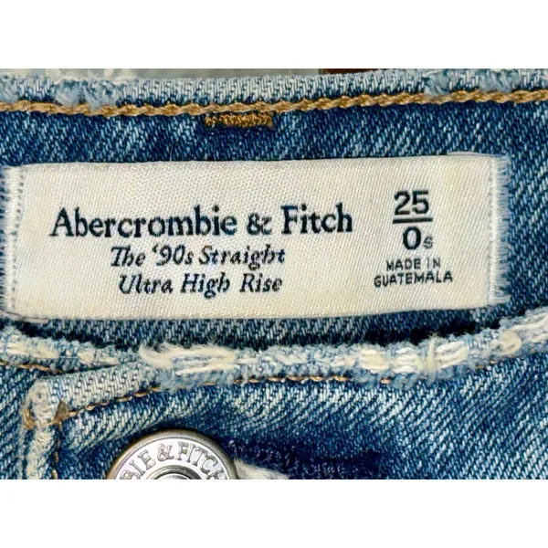 Abercrombie & Fitch 90s Straight Ultra High Rise Blue Denim Jeans Size 25 0 S - Image 3