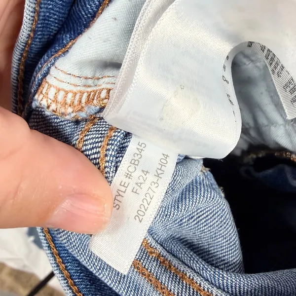 J.Crew Essential Straight High Rise Raw Hem Jeans Running Lake 28 Distressed - Image 9
