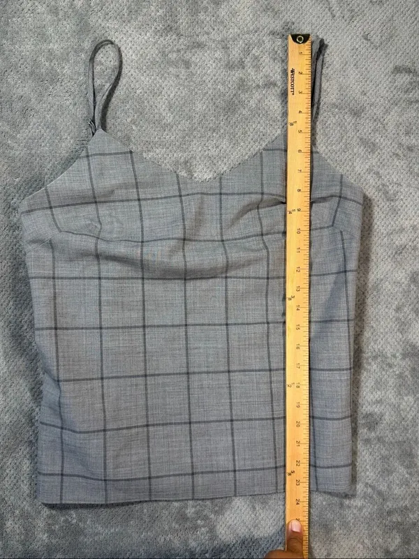 Banana Republic Women’s S Gray Windowpane Plaid Wool Blend Cami Tank Top Busines - Image 6
