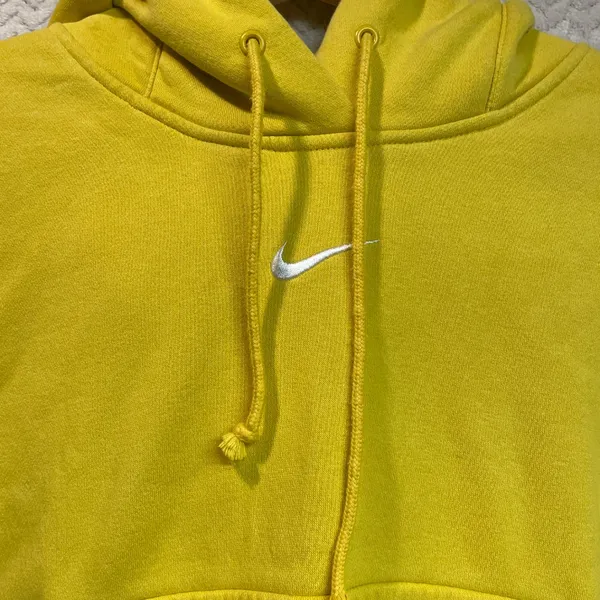 Nike Center Swoosh Yellow Oversized Boxy Pullover Hoodie‎ Streetwear Small - Image 4