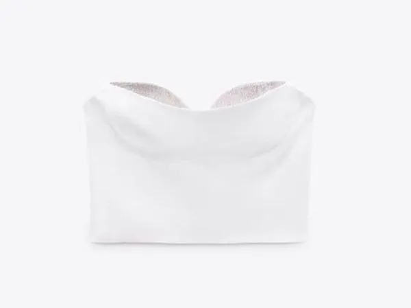 ZARA top cropped shimmery bandeau crop top blouse - Image 5