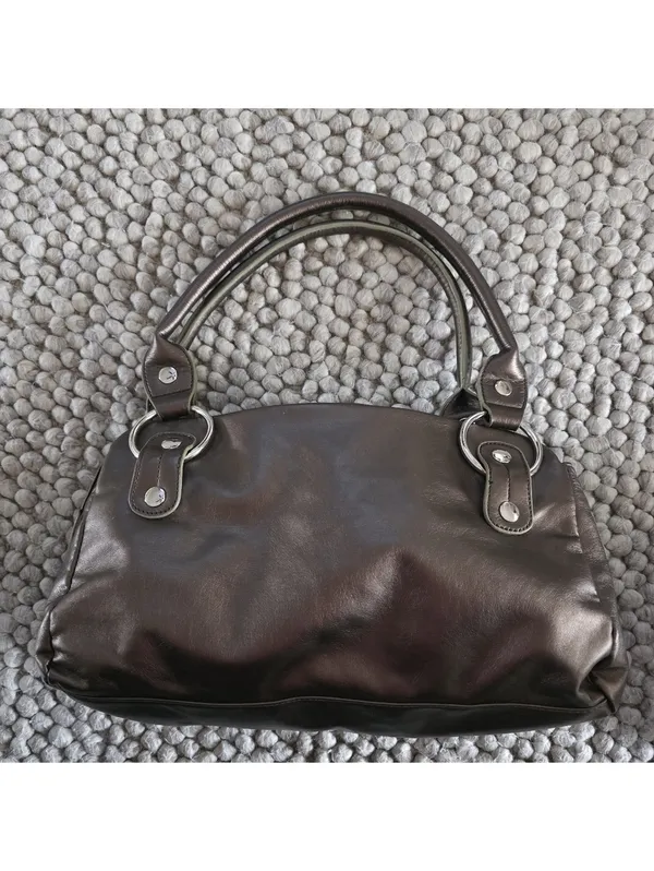 Source Unknown Womens Shoulder Bag Gold Bronze Purse Silver Accents Rectangle Coquette Charm - Image 6