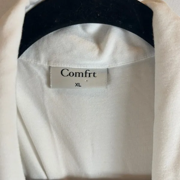 Comfrt Pajama Set Womens XL Cream White Black Piping Long Sleeve Wide Leg‎ Pants - Image 11