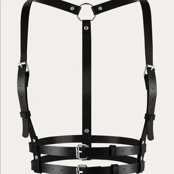 Black Harness Double Belt Underbust Suspender New - Image 4