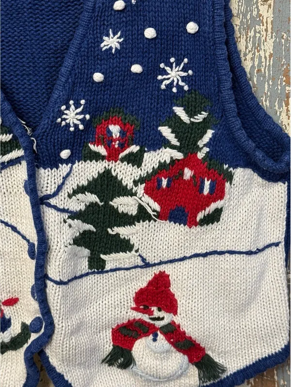 Vintage Bryn Connelly Christmas Winter Knit Sweater Vest, size Large *Flaws* - Image 3