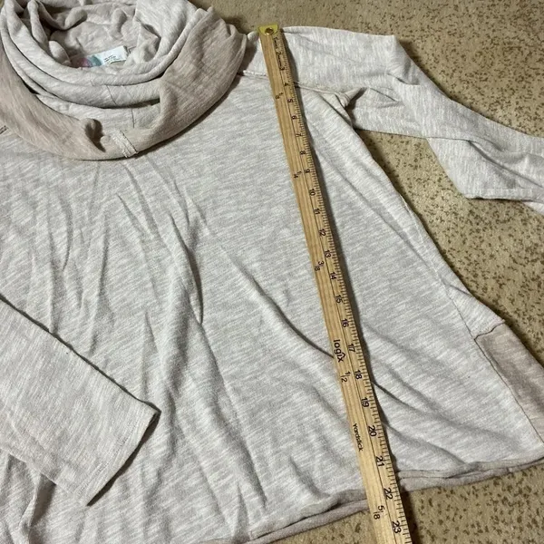 Free People Beach Two Body Cowl Neck Slub Knit Tunic Top Tan‎ Beige Womens Small - Image 3