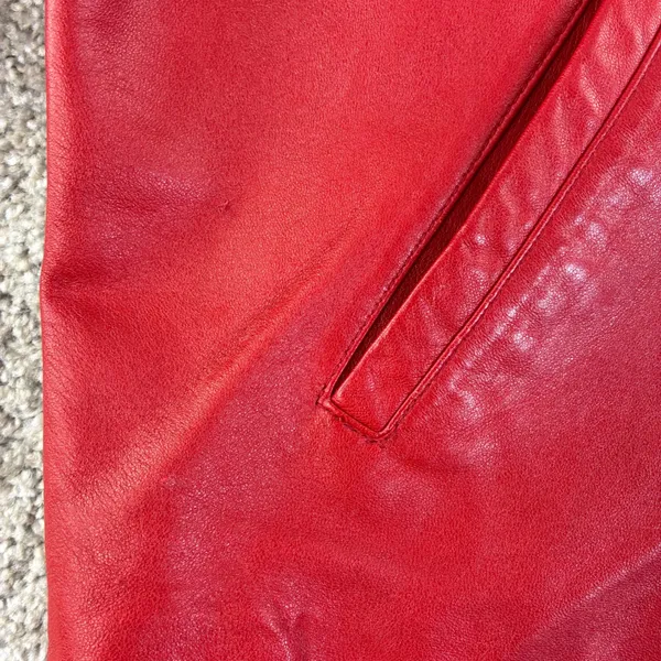 EVAN‎ DAVIES Red Leather Jacket Womens 12 Zip Up Collared Blazer Style Retro VTG - Image 11