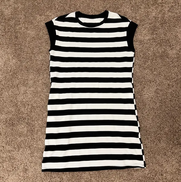 Black & White Stripe T-Shirt Dress - Image 2