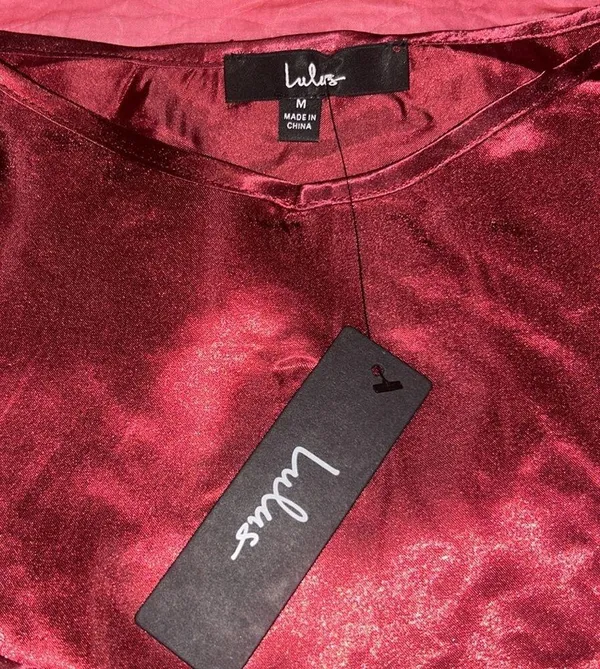 Lulus collared burgundy peplum top - Image 2
