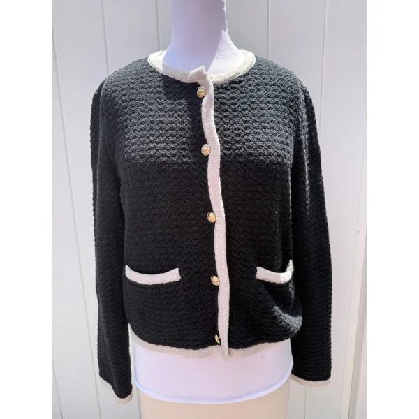 Abercrombie & Fitch Collarless Sweater Jacket Size Large - Image 2