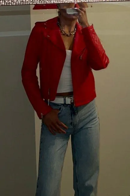 ZARA Red Leather Jacket - Image 5