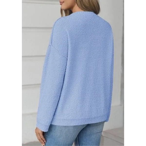 Saodimallsu Soft Knit W/ Pockets Cardigan Blue Women’s L - Image 4