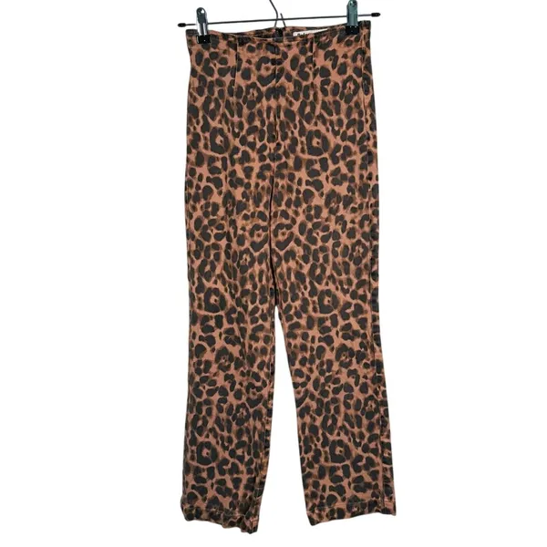Reformation Marlon High Rise Leopard Print Pants Womens Size 0 Cheetah Statement - Image 2