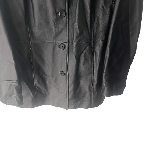 East 5th‎ Womens Black Genuine Leather Button Front Coat Jacket XL XLARGE - Image 3