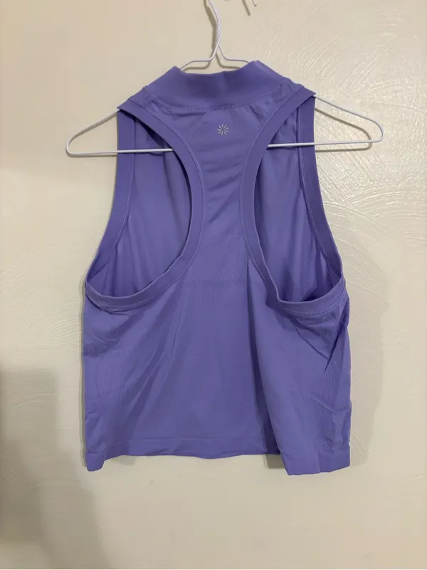 Athleta Women’s Medium Purple Mock Neck Seamless Sleeveless Workout Tank Top - Image 7
