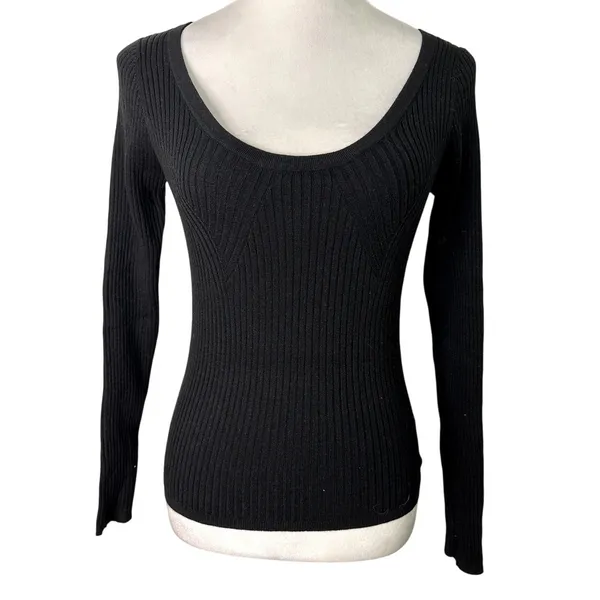 ASOS Women's Black Scoop Neck Long Sleeve Ribbed Knit Sweater 4 NWOT - Image 2