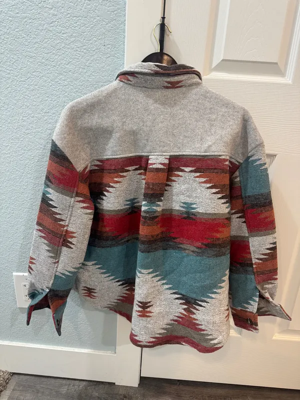 Aztec Thick Button Up Jacket Multiple Size M - Image 2