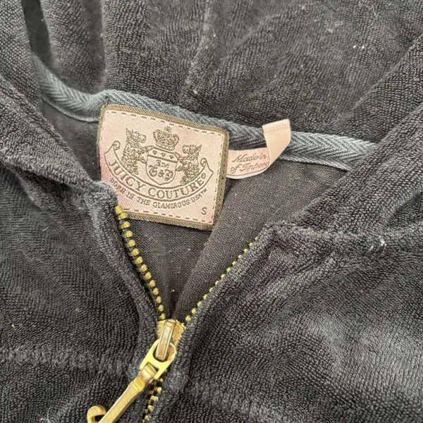 Juicy Couture Coverup Womens Size Small Black Terry Dress Beach Pool Hooded Y2K - Image 4