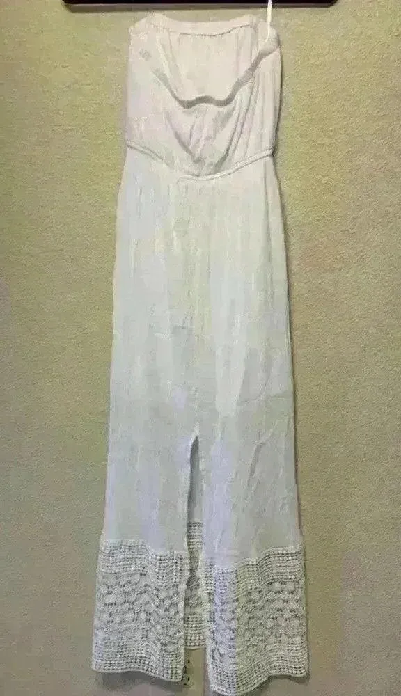 Lila Rose white maxi strapless dress sz XS beach resort vacation crochet bridal - Image 8