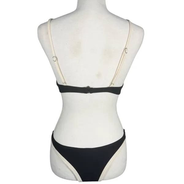 Boutique Black Cream Bikini Set Womens Small Underwire High Cut Thong Swimsuit - Image 14
