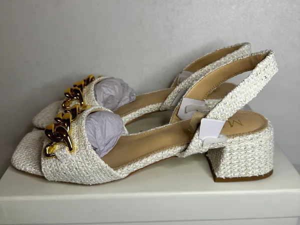Made of The Future Tweed Chain Slingback Sandals white casual classic stylish fashion work - Image 6
