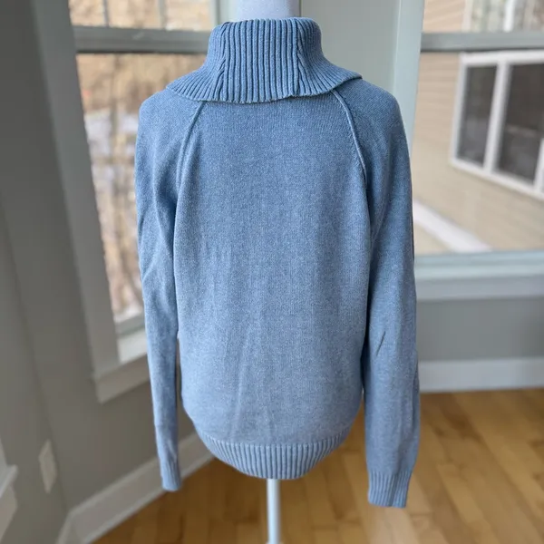 Jeanne Pierre Light Blue Cowl Neck Cotton Sweater Size Medium - Image 3
