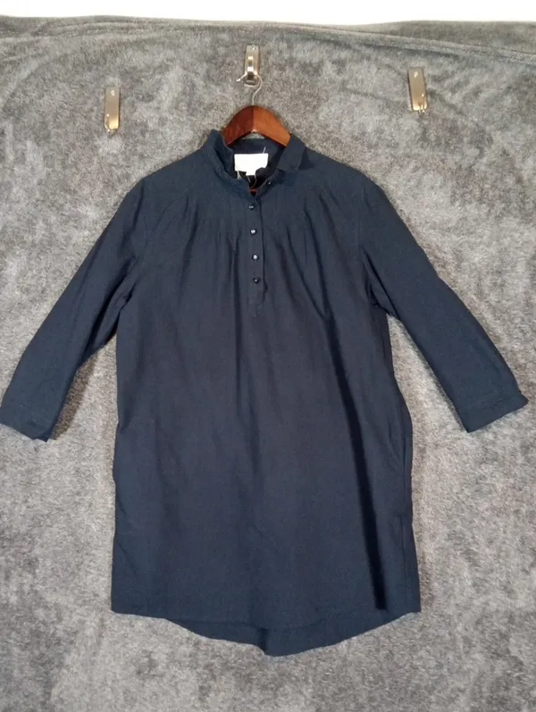 Pomander Place Polly Dress Navy Blue Popover Pockets Coastal Oversized SiZE M - Image 4