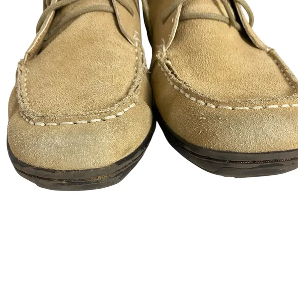 Lands End Womens‎ 9.5 B Camel Brown Suede Lace Up Moc Toe Chukka Ankle Boots - Image 6