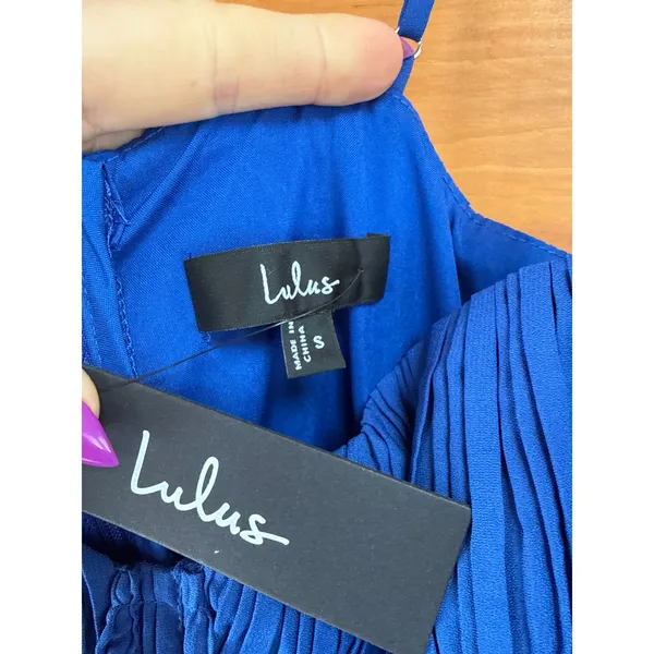 NWT Lulus Cascading Crush Cobalt Blue Tiered Bustier Midi Dress Gala Banquet S - Image 8