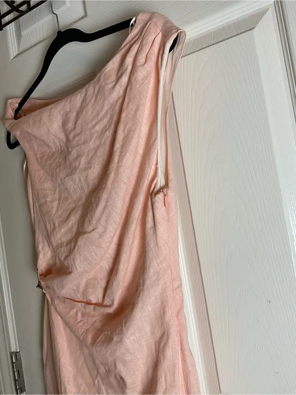 Zara Asymmetrical Linen Blend Draped Dress Woman’s Size S - Image 7