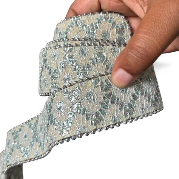 Y2K Waist Belt Silver Blue Mesh Sequin Beaded Boho Fairycore Capsule Wardrobe - Image 4