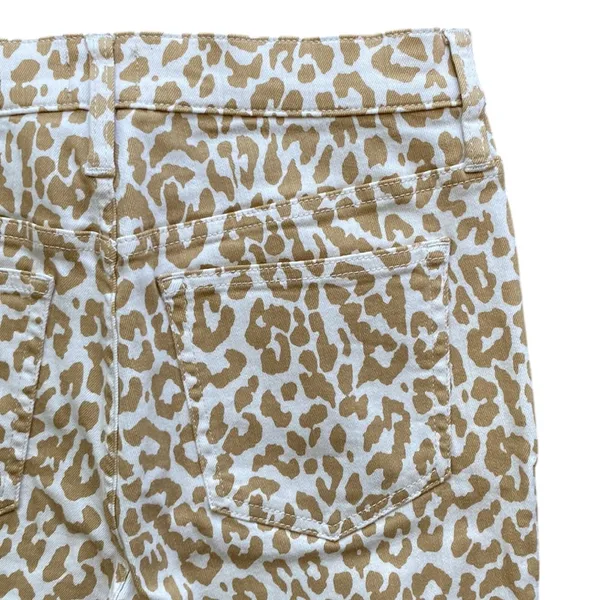 💎 J CREW Skinny Jean Womens Sz 28 Toothpick High Rise Tan Leopard Safari Jungle - Image 7