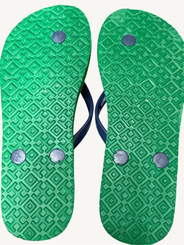 Tory Burch Green, Navy & White Check Logo Flip Flops Size 5 NWOT - Image 10