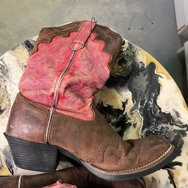 Tony Lama Pink Brown Leather Western Boots - Image 7