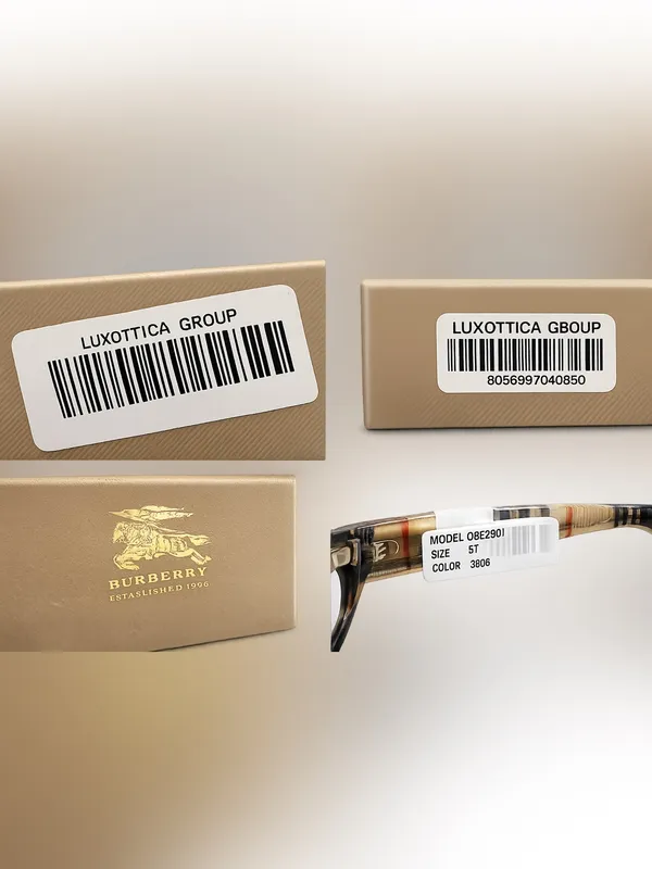 Burberry Black Cat-Eye Glasses with Signature Check Temples - Image 5