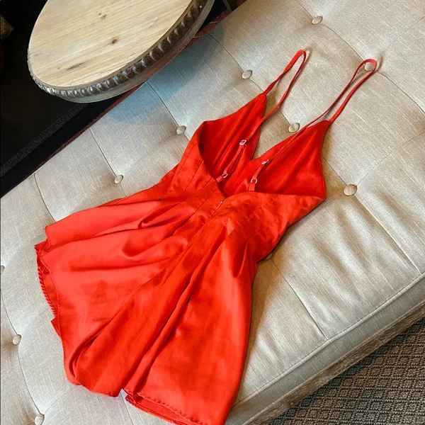 Rumor Boutique Orange Pleated Romper Size Small - Image 11
